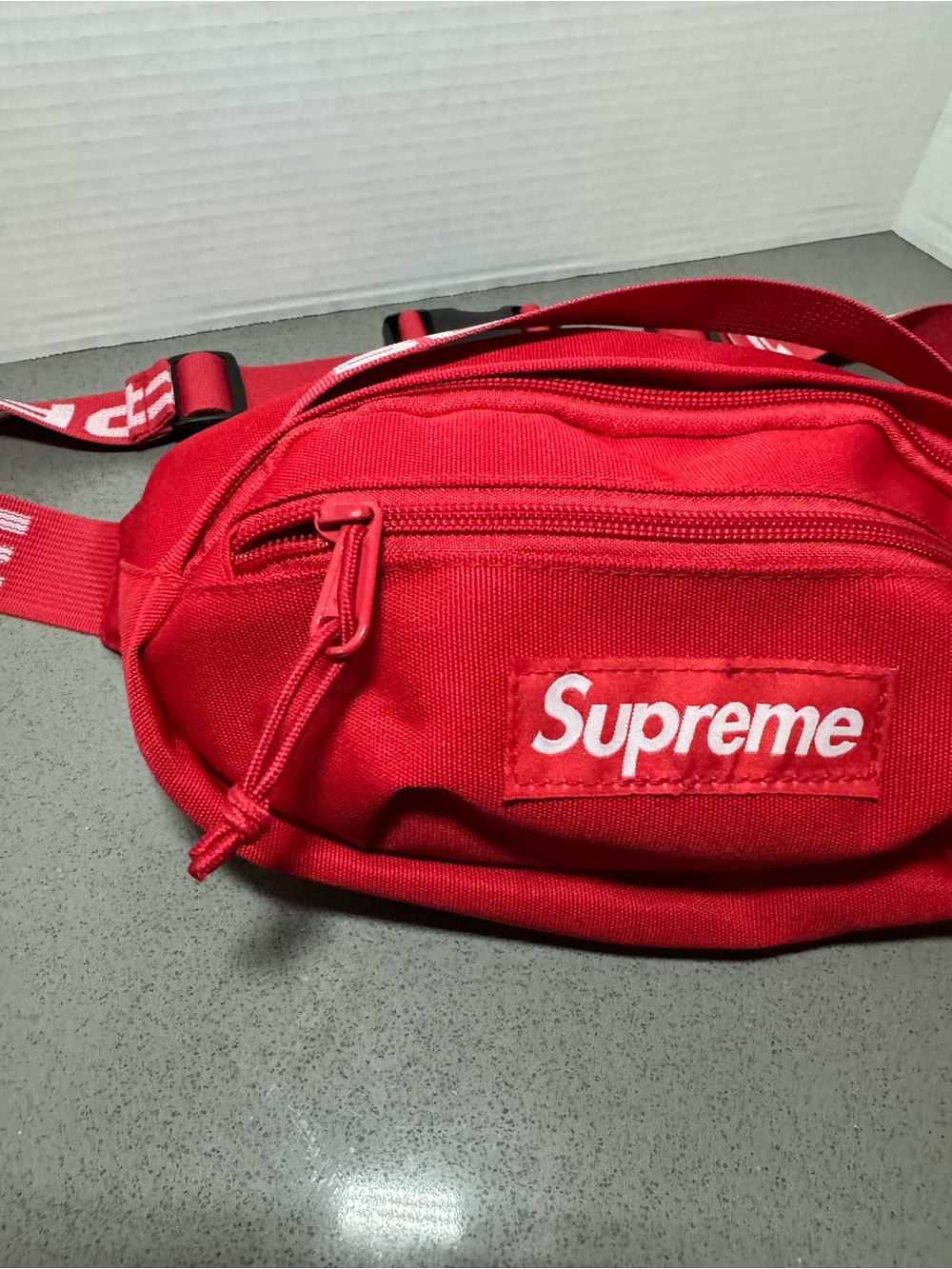 Supreme Red Waist Bag with White Logo